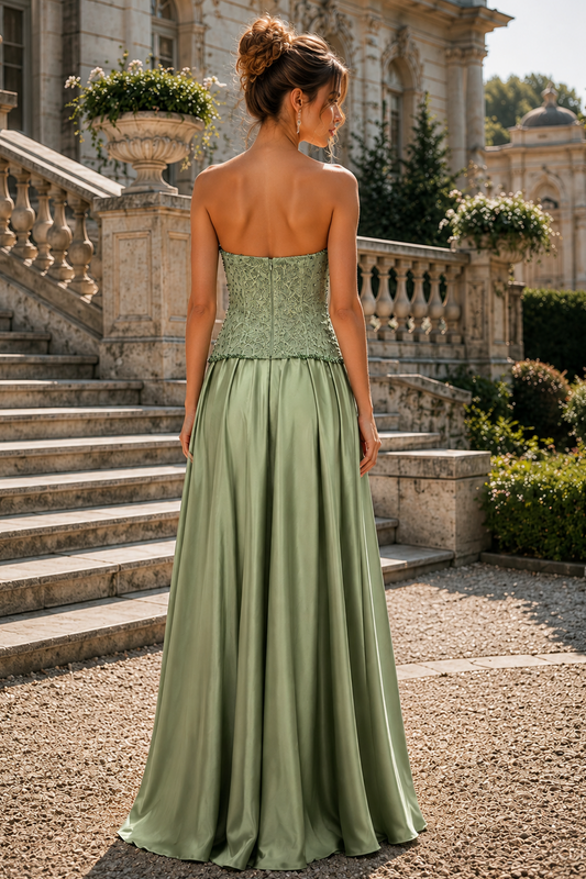 A-Line Strapless Sweetheart Pleats Empire Long Dress