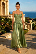 A-Line Strapless Sweetheart Pleats Empire Long Dress
