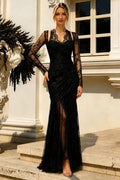 Halter Long Sleeve Beads Sweetheart Pleats Long Dress
