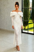 Off the Shoulder Long Sleeveless Lace Long Dress