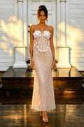 Sheath Strapless Bead Embroidery Sleeveless Long Dress