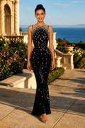 Spaghetti Straps Bead Sleeveless Scoop Neck Long Dress
