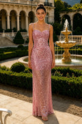 Spaghetti Straps Sweetheart Bead Embroidery Sleeveless Long Dress