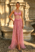 Spaghetti Straps Tulle Empire-Waist Sleeveless A-Line Long Dress