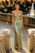 Spaghetti Straps V-Neck Sleeveless Sequin Long Dress