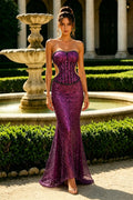 Strapless Mermaid Sleeveless Bead Sleeveless Long Dress