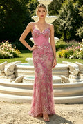 Sweetheart Appliques Spaghetti Straps Sleeveless Bead Long Dress