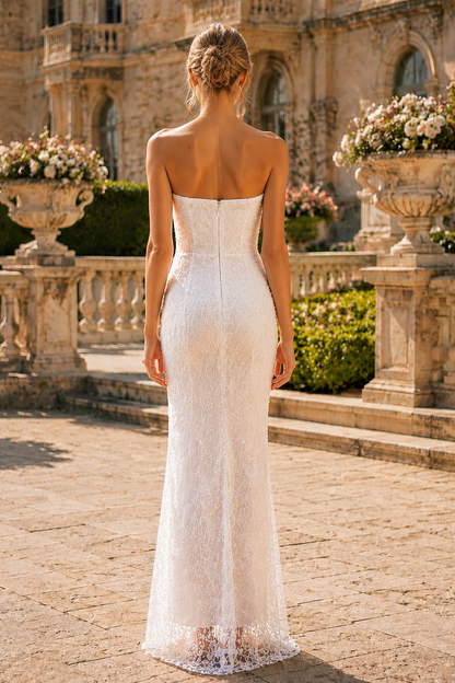 Sweetheart Strapless Bead Embroidery Sleeveless Mermaid Long Dress