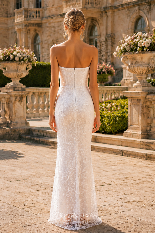 Sweetheart Strapless Bead Embroidery Sleeveless Mermaid Long Dress