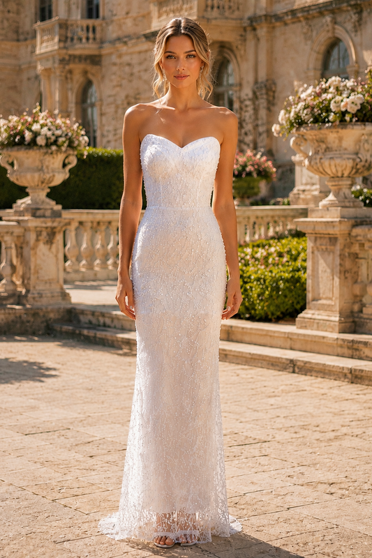 Sweetheart Strapless Bead Embroidery Sleeveless Mermaid Long Dress