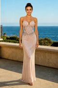 Sweetheart Strapless Mermaid Sleeveless Bead Long Dress