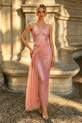 Sweetheart Strapless Pleats Sleeveless Ruched Long Dress