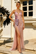 V-Neck Strapless High Slit Bead Embroidery Long Dress-HD2129